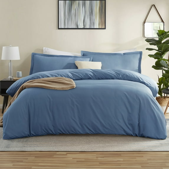 LammaLoe California King Duvet Cover Set, Luxury Microfiber Bedding Sets with 2 Pillow Shams,, Blue Heaven