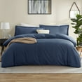 thumbnail image 1 of LammaLoe California King Duvet Cover Set, Luxury Microfiber Bedding Sets with 2 Pillow Shamss, Navy Blue, 1 of 11