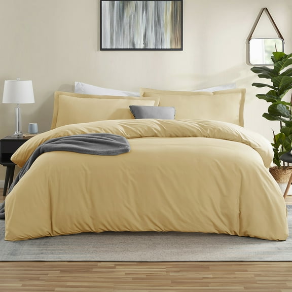 LammaLoe Duvet Cover Full 3 Piece, Luxury Microfiber Bedding Sets with 2 Pillow Shams, Camel