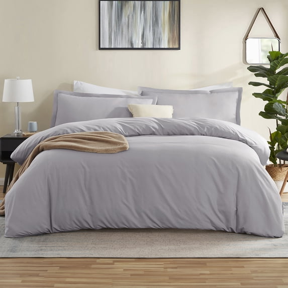 LammaLoe Twin Duvet Cover set, Luxury Microfiber 2 Piece Bedding Sets with Pillow Sham, Grey lavender