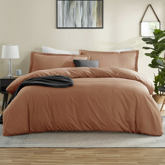 LammaLoe Twin Duvet Cover Set, Luxury Microfiber 2 Piece Bedding Sets with Pillow Sham, Rust