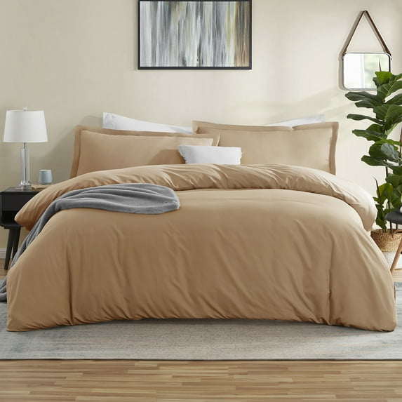 LammaLoe Twin Duvet Cover Set, Luxury Microfiber 2 Piece Bedding Sets with Pillow Sham,Mocha