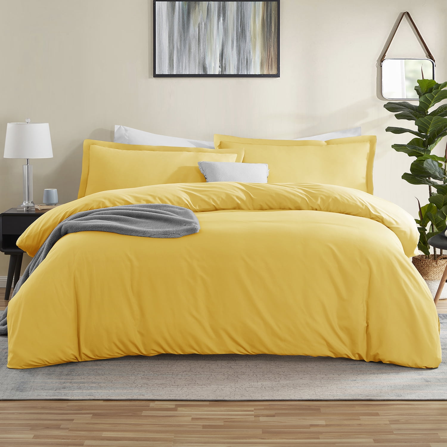 LammaLoe Twin Duvet Cover Set, Luxury Microfiber 2 Piece Bedding Sets with Pillow Sham, Yellow