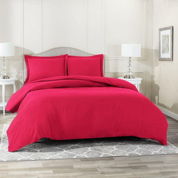 Nestl 3pc King Duvet Cover Set, Luxury Microfiber Duvet Cover King with 2 Pillow Shams, (90"x104"), Hot Pink