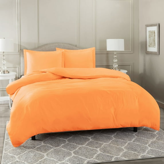 Nestl 3pc Queen Duvet Cover Set, Luxury Microfiber Duvet Cover Queen with 2 Pillow Shams, (90"x90"), Light Orange