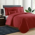 thumbnail image 1 of Nestl 4 Piece Quilt Set Twin with Pillow Shams and Euro Shams, Soft Microfiber Lightweight Bedspread Coverlet, Modern Style Ellipse Weave Bed Cover, Burgundy, 1 of 5