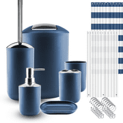 Nestl 9-Piece Plastic Bath Accessories Set, Navy Blue