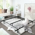 thumbnail image 1 of Nestl Adjustable Metal Double Bed Frame Expands to Queen Bed Rails, King Size Frame with Cross Rail and Center Support - 5.25" H Under Bed Frame for Box Spring and Mattress, Black, 1 of 6