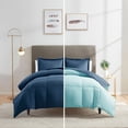 thumbnail image 1 of Nestl  All Season Down Alternative Reversible Comforter Set Navy/Aqua King 3 Piece, 1 of 5