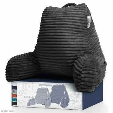 Nestl Backrest Reading Pillow, Back Support Pillow with Arms, Shredded Memory Foam Bed Rest Pillow, Medium, Dark Gray