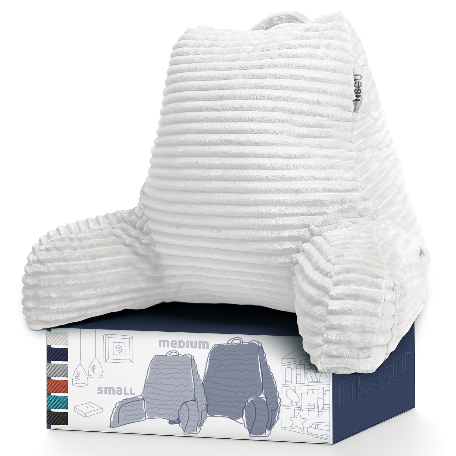Nestl Reading Pillow Standard Bed Pillow, Back Pillow for Sitting in Bed  Shredded Memory Foam Chair Pillow Reading & Bed Rest Pillows Beige Cream  Back