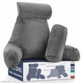 thumbnail image 1 of Nestl Reading Pillow, Extra Large Bed Rest Back Pillow with Arms For Bed, Premium Shredded Memory Foam Backrest Pillows, Detachable Neck Roll & Lumbar Back Support Pillow, Gray, 1 of 9