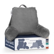Nestl Backrest Reading Pillow, Bed Rest Back Pillow with Arms For Bed, Shredded Memory Foam Back Support Pillow, Medium, Gray