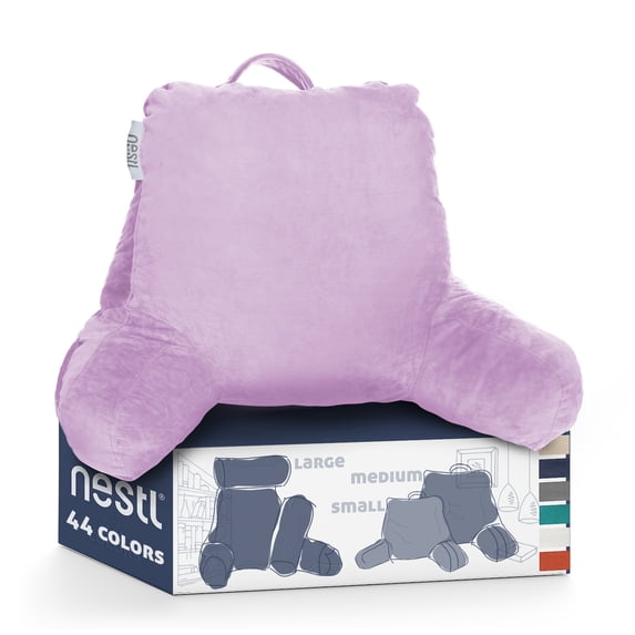 Nestl Backrest Reading Pillow, Bed Rest Pillow with Arms for Sitting In Bed, Shredded Memory Foam Back Support Pillow, Lavender Purple
