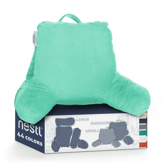 Nestl Backrest Reading Pillow, Bed Rest Pillow with Arms for Sitting In Bed, Shredded Memory Foam Back Support Pillow, Mint Green