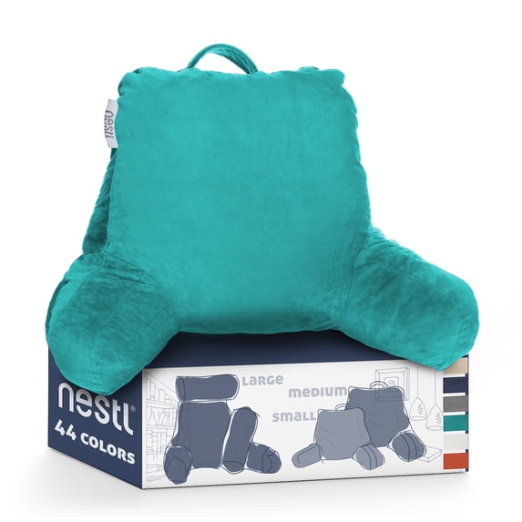 Nestl Backrest Reading Pillow, Bed Rest Pillow with Arms for Sitting In Bed, Shredded Memory Foam Back Support Pillow, Teal