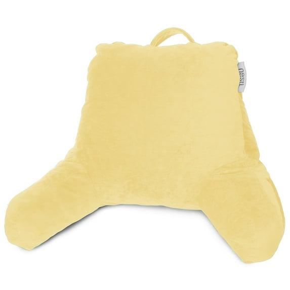 Nestl Backrest Reading Pillow with Arms - Shredded Memory Foam Back Support Bed Rest Pillow Light Yellow Petite Small