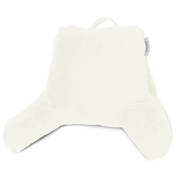 Nestl Backrest Reading Pillow with Arms - Shredded Memory Foam Back Support Bed Rest Pillow Off White Petite Small