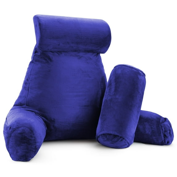 Nestl Backrest Reading Pillow with Arms - Shredded Memory Foam Back Support Bed Rest Pillow Royal Blue Large Large