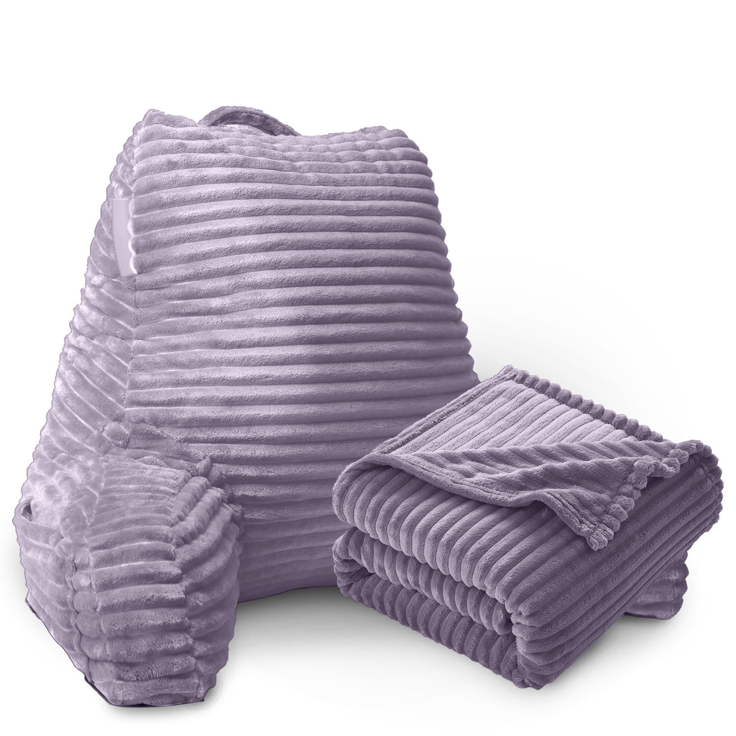 Nestl Backrest Reading Pillow with Blanket, Back Support Pillow with Arms, Shredded Memory Foam Bed Rest Pillow and Throw Blanket,&nbsp;Dust Purple