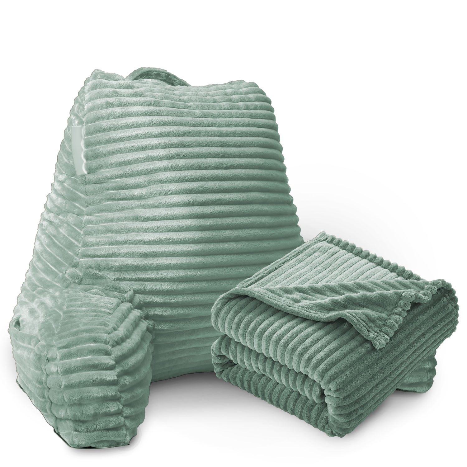 Nestl Backrest Reading Pillow with Blanket, Back Support Pillow with Arms, Shredded Memory Foam Bed Rest Pillow and Throw Blanket,&nbsp;Sage Green