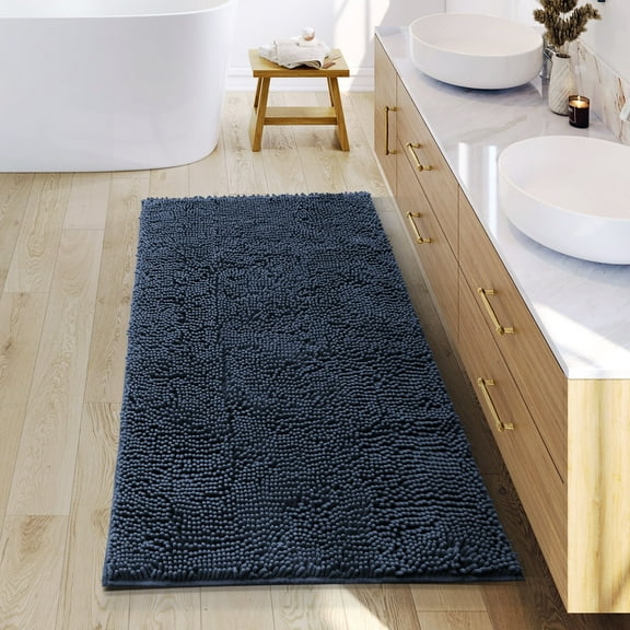 Nestl Bathroom Rugs, Machine Washable Bath Mats For bathroom Floor Rugs, Nonslip Backing Rubber Bath Rug, Navy