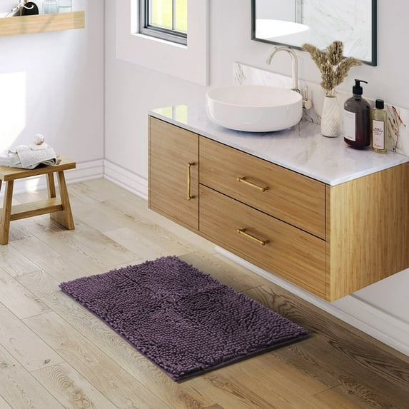 Nestl Bathroom Rugs, Machine Washable Bath Mats For bathroom Floor Rugs, Nonslip Backing Rubber Bath Rug, Purple