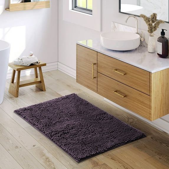 Nestl Bathroom Rugs, Machine Washable Bath Mats For bathroom Floor Rugs, Nonslip Backing Rubber Bath Rug, Purple