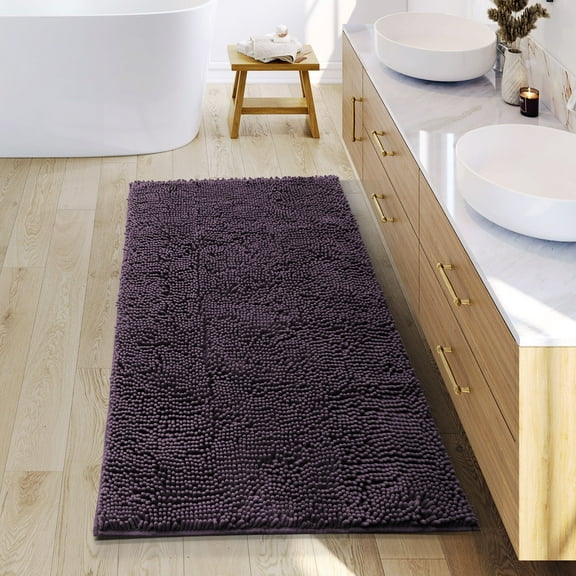 Nestl Bathroom Rugs, Machine Washable Bath Mats For bathroom Floor Rugs, Nonslip Backing Rubber Bath Rug, Purple