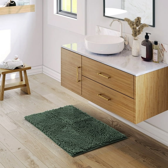 Nestl Bathroom Rugs, Machine Washable Bath Mats For bathroom Floor Rugs, Nonslip Backing Rubber Bath Rug, Hunter
