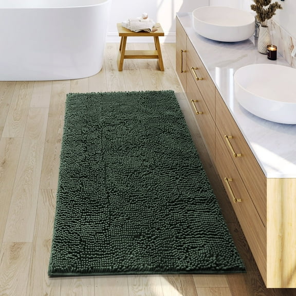 Nestl Bathroom Rugs, Machine Washable Bath Mats For bathroom Floor Rugs, Nonslip Backing Rubber Bath Rug, Hunter