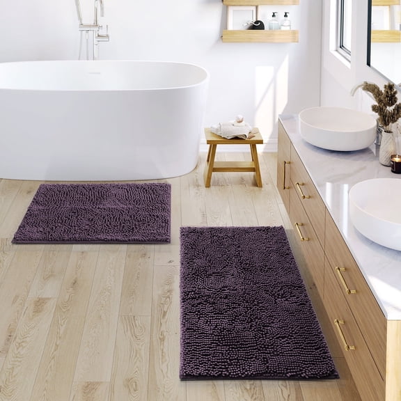 Nestl Bathroom Rugs, Machine Washable Bath Mats For bathroom Floor Rugs, Nonslip Backing Rubber Bath Rug, Purple