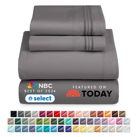 Nestl Queen Sheets Set, 1800 Series 4 Piece Sheets Queen Sheets Set, Luxury Soft Microfiber Queen Size Gray Bed Sheets Set, Gray