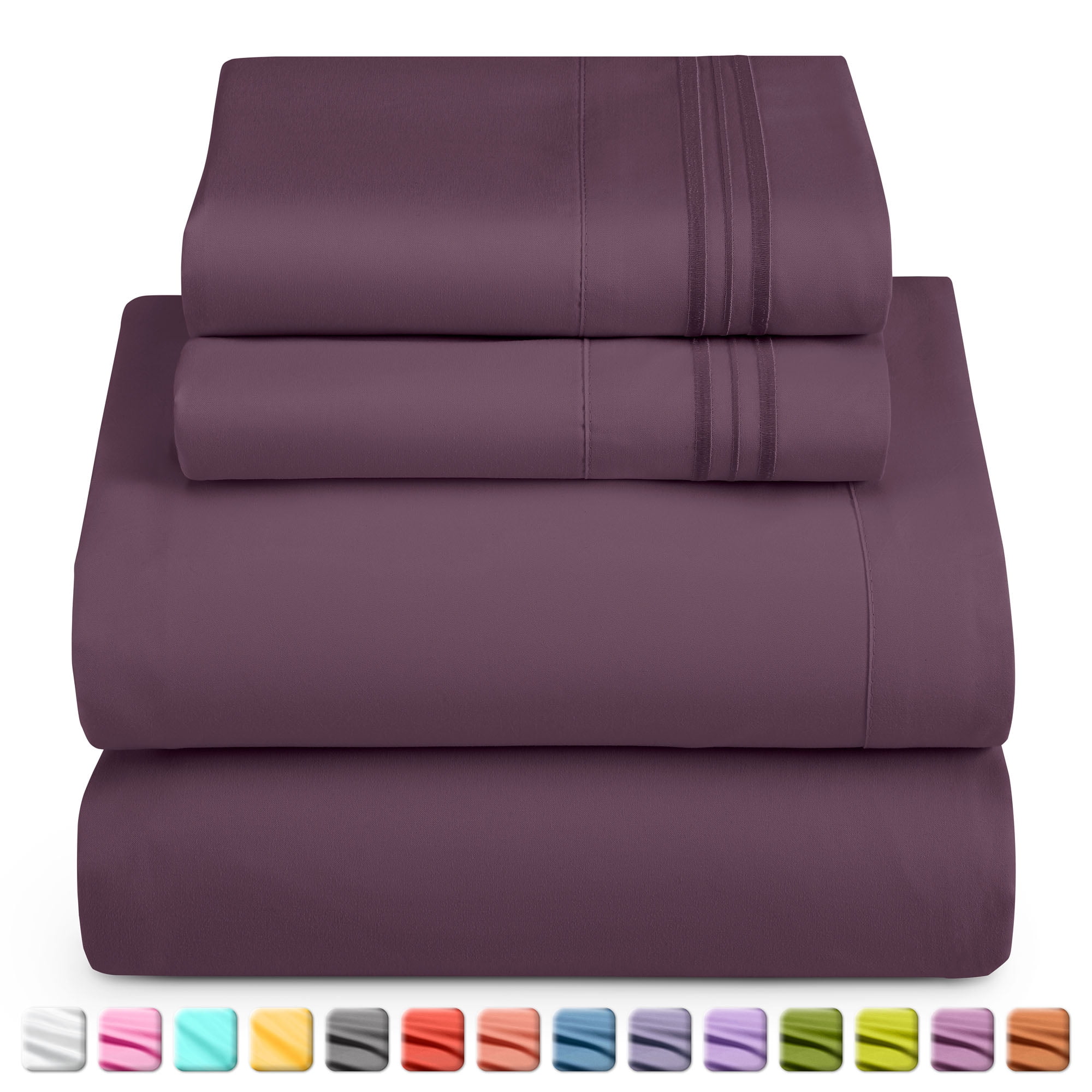 Nestl Bed Sheets Set, 1800 Series Deep Pocket 4 Piece Bed Sheet Set ...