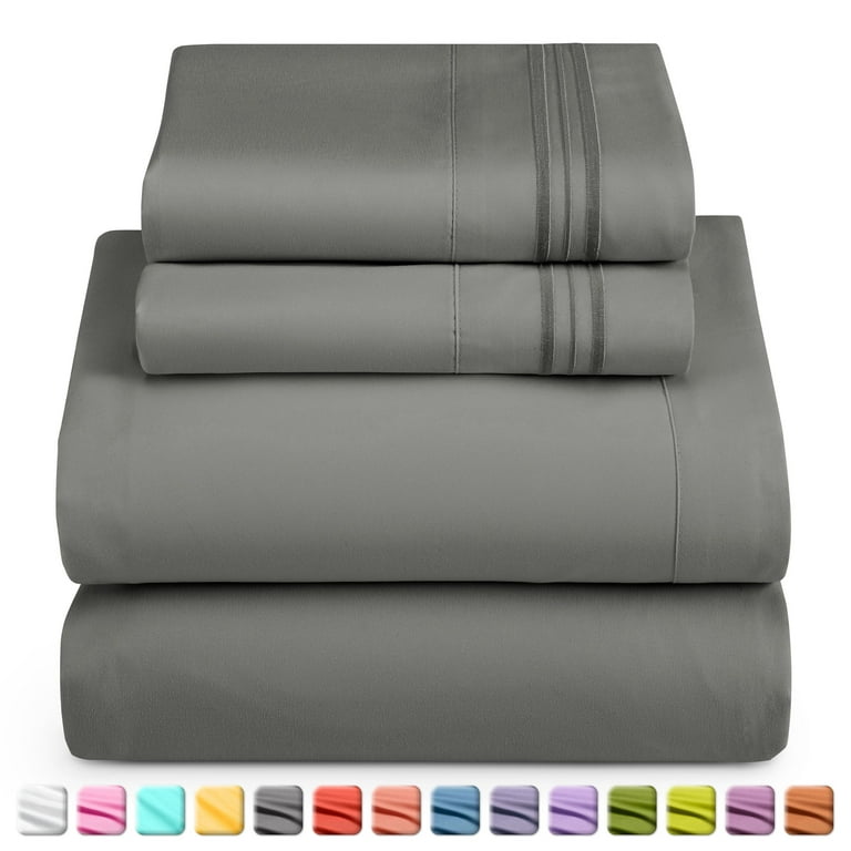 Nestl Bed Sheets Set, 1800 Series Soft Microfiber 16 Inches Deep Pocket 4  Piece Queen Sheet Set, Gray