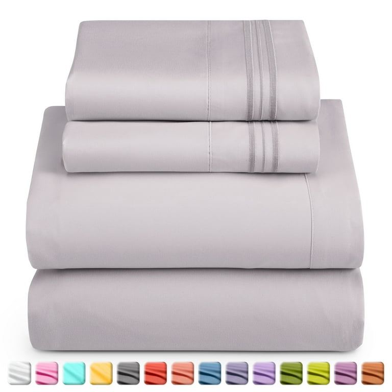 Nestl Bed Sheets Set, 1800 Series Soft Microfiber 16 Inches Deep Pocket 4  Piece Queen Sheet Set, White