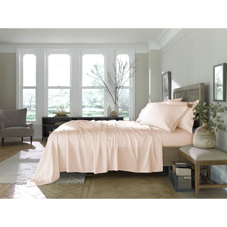 Nestl Bed Sheets Set, Eucalyptus Unique Tencel Blend Fabric Soft Natural, and Durable, 6 Piece, King Size Sheets Set - Blush