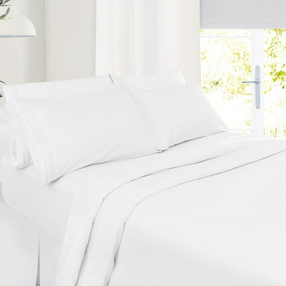 Nestl Bedding 6 Piece Solid Sheets - 14 Inch - Full - White