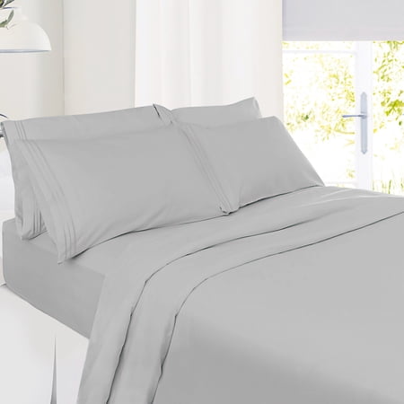 Nestl Bedding 6 Piece Solid Sheets - 14 Inch - King - Light Gray