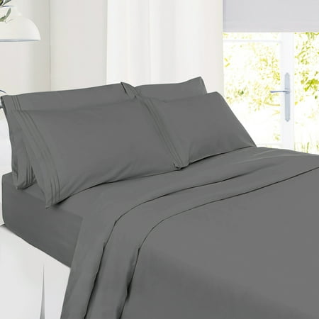Nestl Bedding 6 Piece Solid Sheets - 14 Inch - Twin - Dark Gray