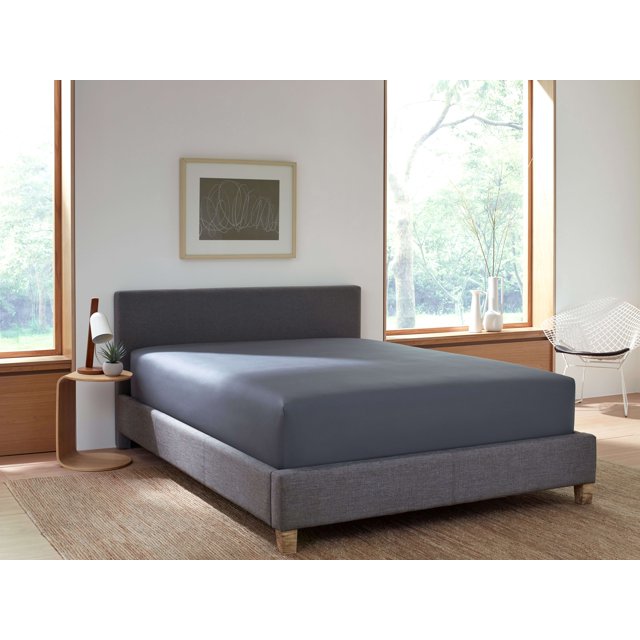 Nestl Bedding Classic Percale Fitted Sheet, Queen Sheets, Gray