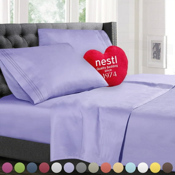 Nestl Luxury Queen Sheet Set - 4 Piece Extra Soft 1800 Microfiber-Deep Pocket Bed Sheets with Fitted Sheet, Flat Sheet, 2 Pillow Cases-Breathable, Hotel Grade Comfort and Softness - Lavender