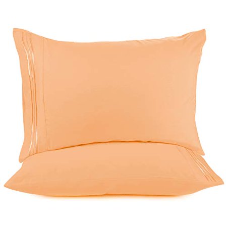 Nestl Bedding Solid Microfiber King 20 x 40 Inches Pillowcases, Apricot Buff Orange (Set of 2)