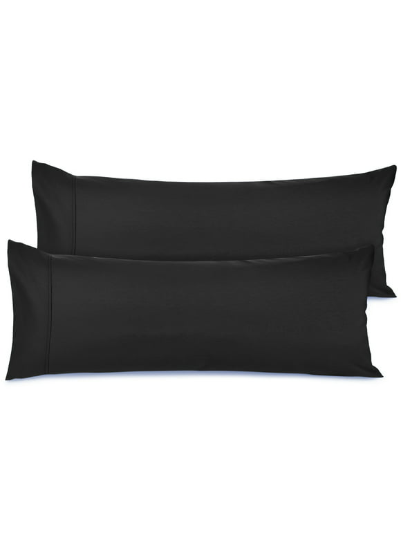 Nestl Body Pillow Case, Microfiber Body Pillow Covers, Body Pillowcase Size (20"x54"), Set of 2, Black