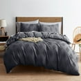 thumbnail image 1 of Nestl Boho 3 Piece Duvet Cover Set, Tufted Embroidery Double Brushed Duvet Cover with Button Closure with 2 Pillow Shams, King (90"x104") - Gray, 1 of 8