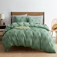thumbnail image 1 of Nestl Boho 3 Piece Duvet Cover Set, Tufted Embroidery Double Brushed Duvet Cover with Button Closure with 2 Pillow Shams, Queen (90"x90") - Green, 1 of 8