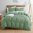 thumbnail image 1 of Nestl Boho 3 Piece Duvet Cover Set, Tufted Embroidery Double Brushed Duvet Cover with Button Closure with 2 Pillow Shams, Twin (68"x90") - Green, 1 of 8