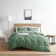 thumbnail image 1 of Nestl Boho 3 Piece Duvet Cover Set, Tufted Embroidery Double Brushed Duvet Cover with Button Closure with 2 Pillow Shams, Twin (68"x90") - Green, 1 of 8