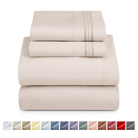 Nestl California King Sheet Sets, 1800 Series Deep Pocket 4 Piece, Luxury Soft Microfiber Bed Sheet Sets, BEIGE CREAM