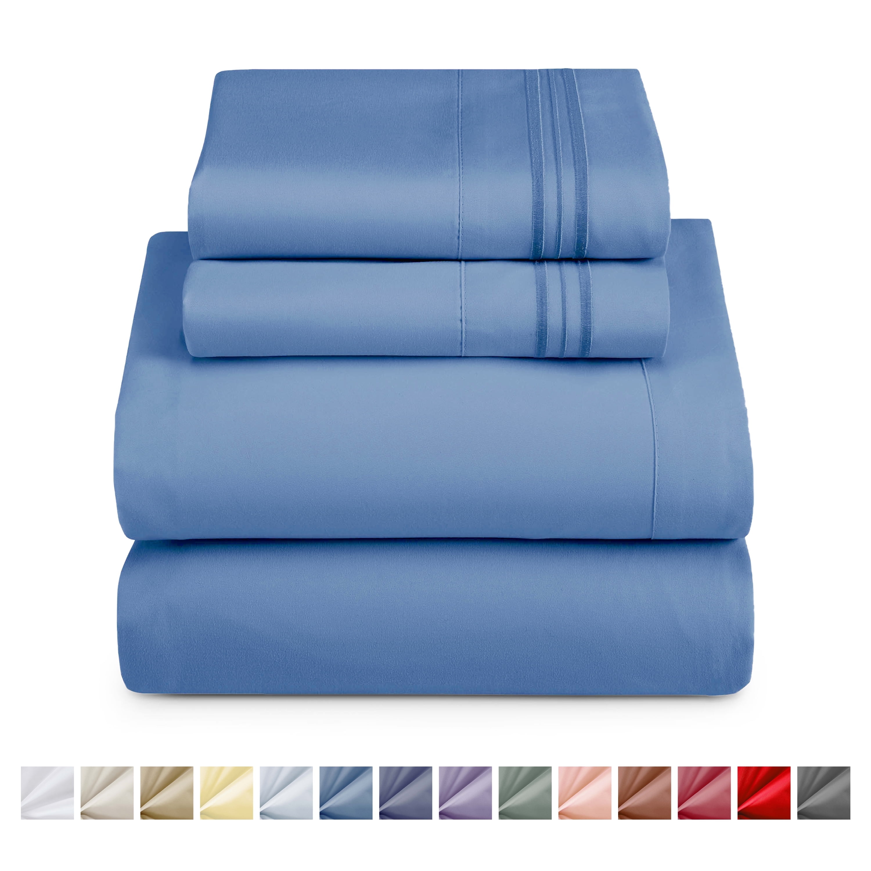 Nestl California King Sheet Sets, 1800 Series Deep Pocket 4 Piece, Luxury Soft Microfiber Bed Sheet Sets, Blue Heaven - Walmart.com